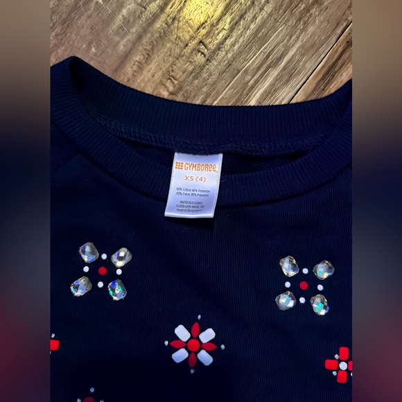 Gymboree Navy Sweater with Floral Gem Accents Toddler Girls Size XS (4) - Picture 2 of 3